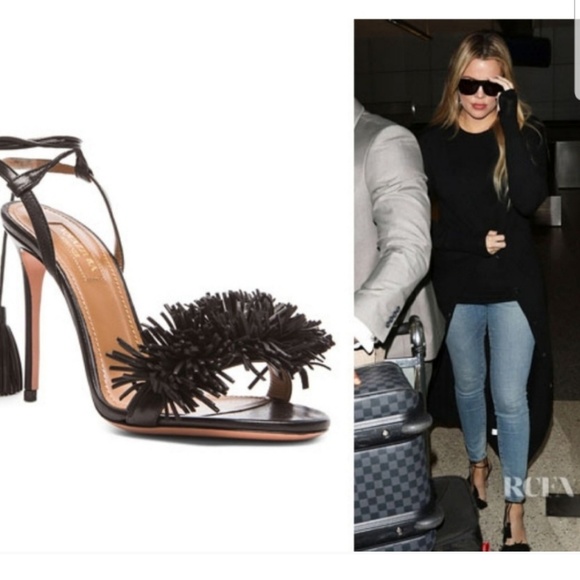 Aquazzura Wild Thing 105 suede sandals black 37.5 - Picture 3 of 7